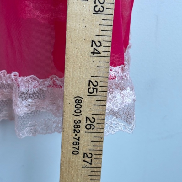 VTG Y2K Victorias Secret Sheer Lace Tank Top M Babydoll Red 90s Coquette Pin Up - Picture 6 of 9